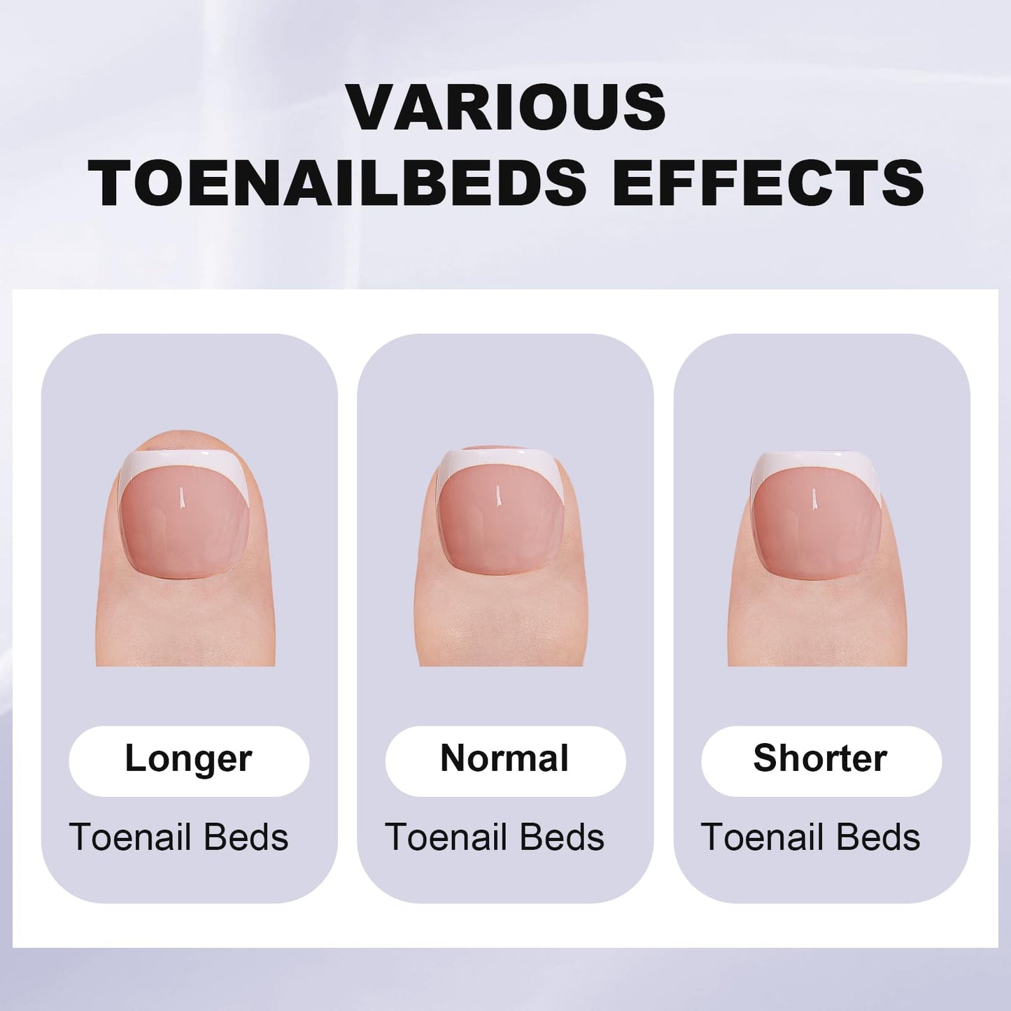 White French Tips Press on Toenails, S.T. Friends Toenail Short Press Ons Square for Women,Press on Toe Nails with Glue, Fake Toenails in 16 Sizes- 32 Toenails Kit