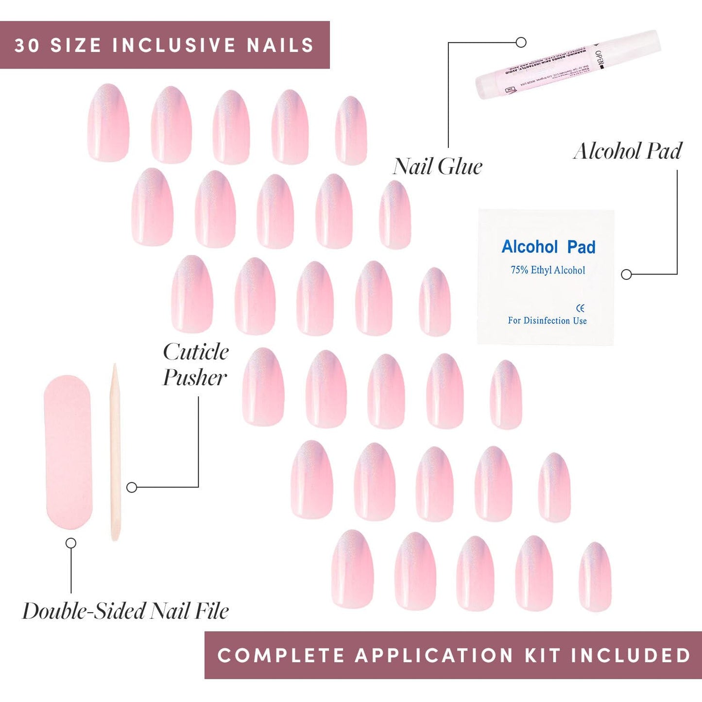 Glamnetic Press-On Nails Bundle - Winter Storm & Cherry Glaze | Semi-Transparent Short Almond Nails | Glazed Short Almond False Nails | Reusable, Salon-Quality Nail Kits