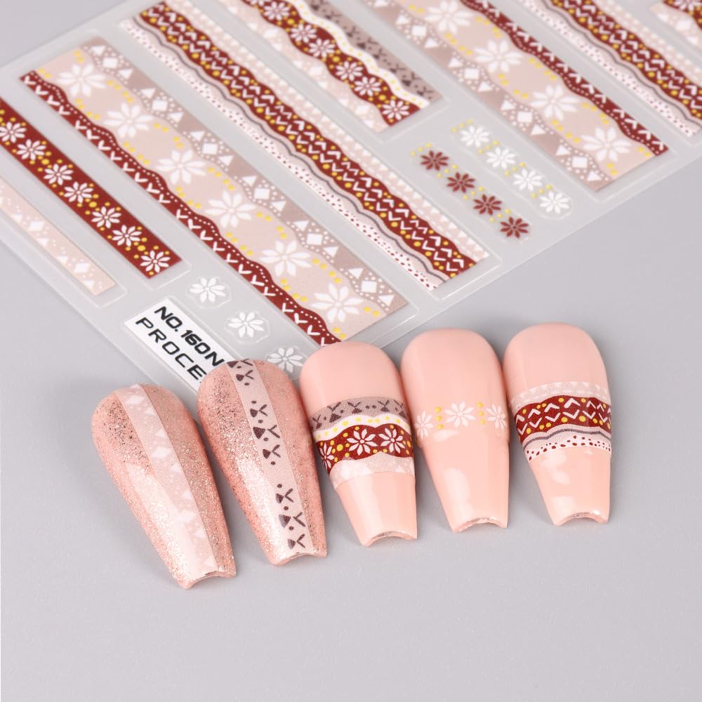 Christmas Nail Art Stickers, Snowflake Nail Decals 3D Self-Adhesive Snowflake Santa Claus Snowmen Winter Nail Design DIY Christmas Nail Decoration for Party(6Sheets)