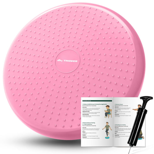 Trideer Wobble Cushion Core Balance Disc, Flexible Seating for Classroom Elementary, Wiggle Seat for Sensory Kids, Balance Pad with Inflation Pump (34CM Pink)