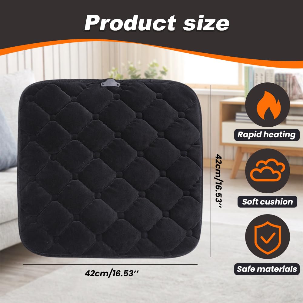 Lagwry 2025 New Comfortable Portable Heated Seat Cushion, Office Universal Soft Seat Chair Cushion with Winter Heated Seat Cover for Home Office, USB Heated Seat Pad for Office Chair (Gray)
