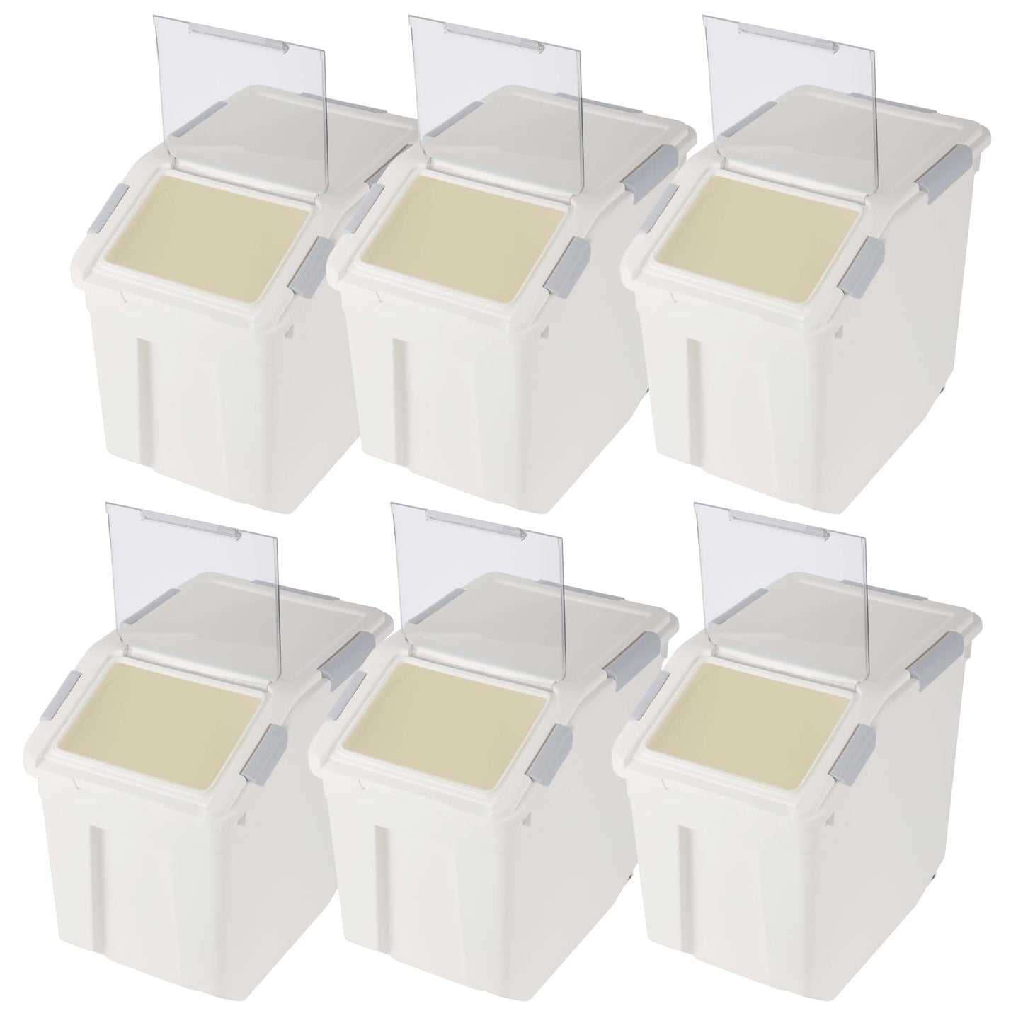 EonTone Flour Storage Container 25 Liters (30 Lb‎) Pack-6 with Lockable Lid Wheels BPA-Free Ingredient Storage Bins