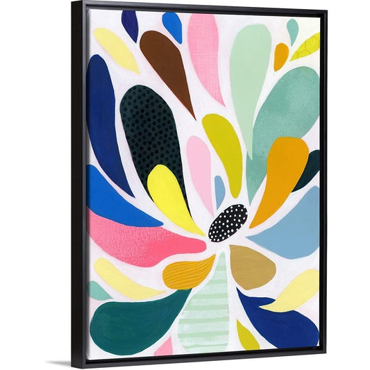 Abstract Petals I Black Float Frame Canvas Art, Floral Artwork