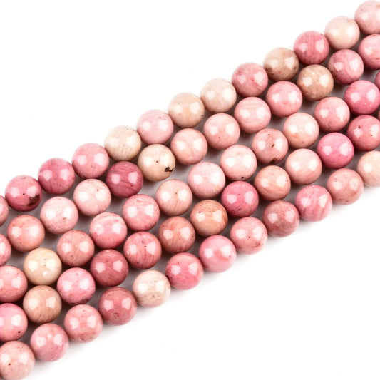 LIFAVOVY Genuine Rhodochrosite Beads for Jewelry Making Gemstone Semi Precious Stone Round 6mm Strand 15in(60-65pcs)