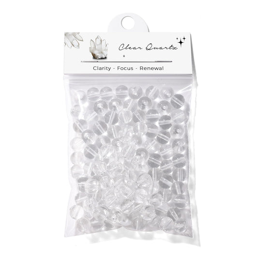 Raicegs 100pcs 8mm Clear Quartz Beads Natural Gemstone Beads Round Loose Beads for Jewelry Making DIY Bracelets Necklace