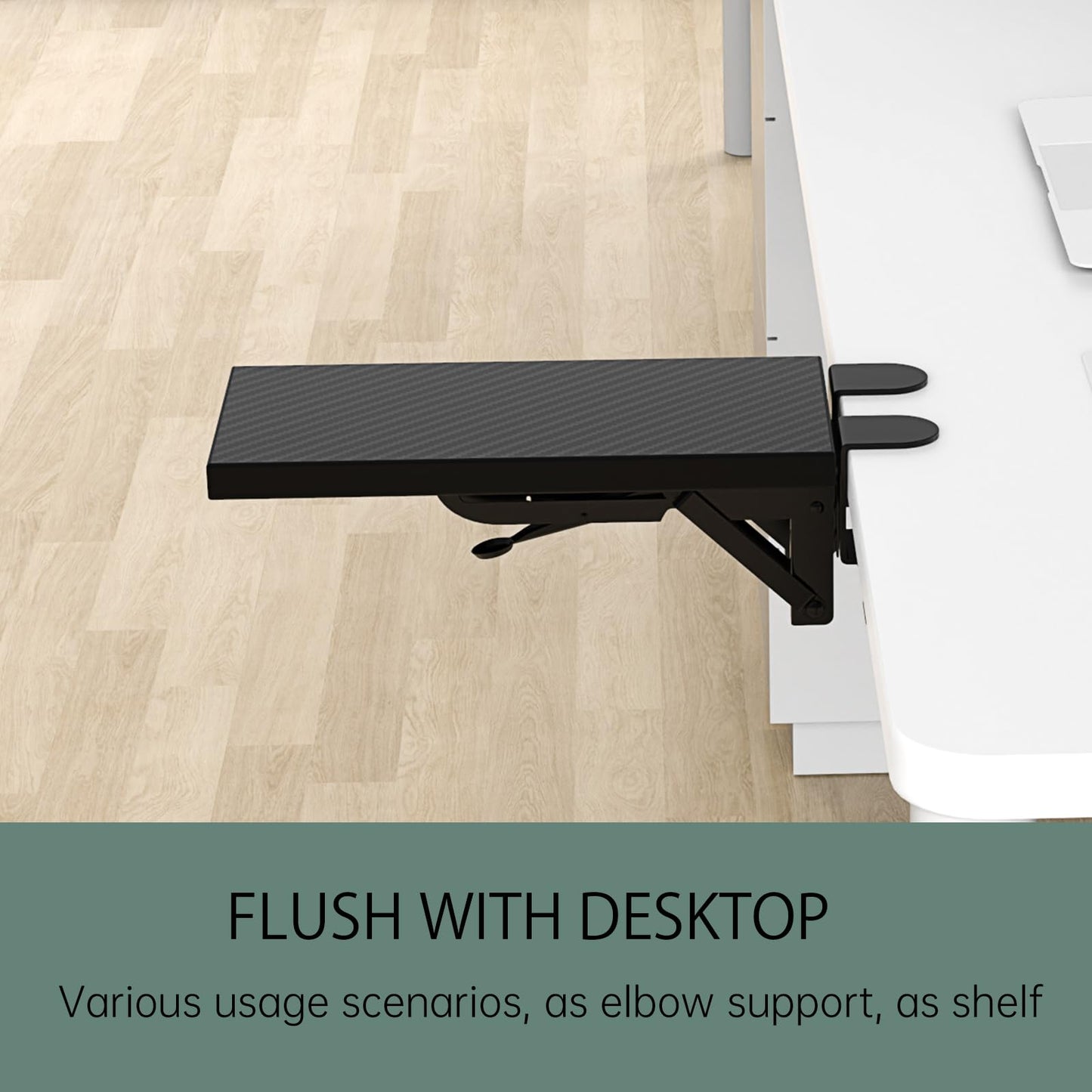 Sisyphy Ergonomics Desk Extender Tray, 11.8x5.9" Punch-Free Clamp on, Foldable Keyboard Drawer Tray, Table Mount Arm Wrist Rest Shelf, Computer Elbow Arm Support