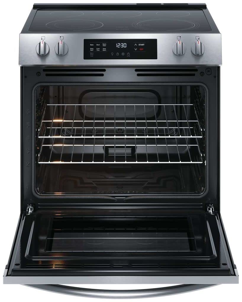 Frigidaire 30" Electric Range, 5.3 Cu. Ft. Oven, 5 Smoothtop Elements, EvenTemp & SpaceWise Elements, Steam Clean, White
