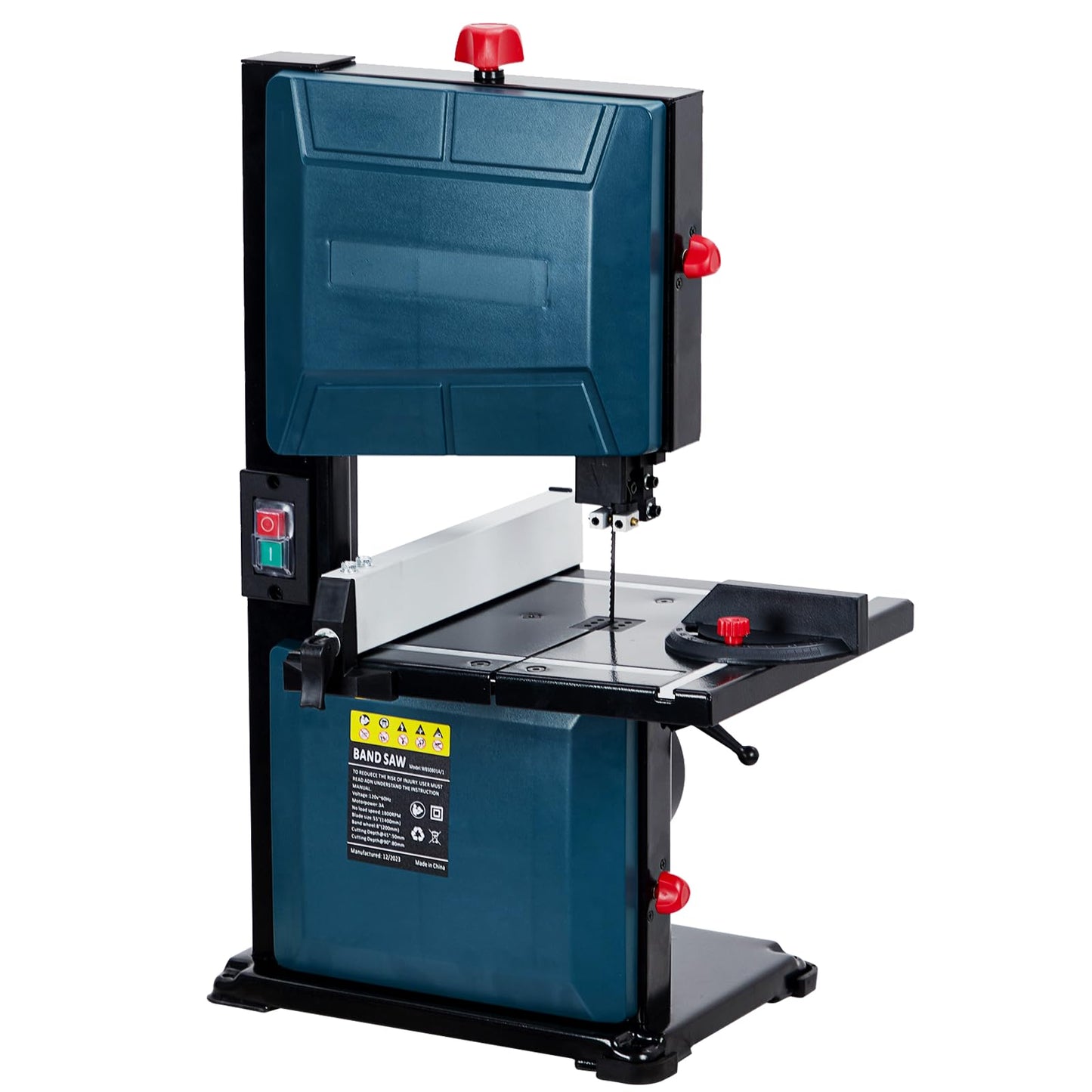 8 in Band Saw, ExploreHorizon 0-45 Tilting Range, 3A & 1800RPM Pure Copper Motor Bandsaw, Benchtop Band Saw with Fence and Miter Gauge, for Woodworking Aluminum Plastic