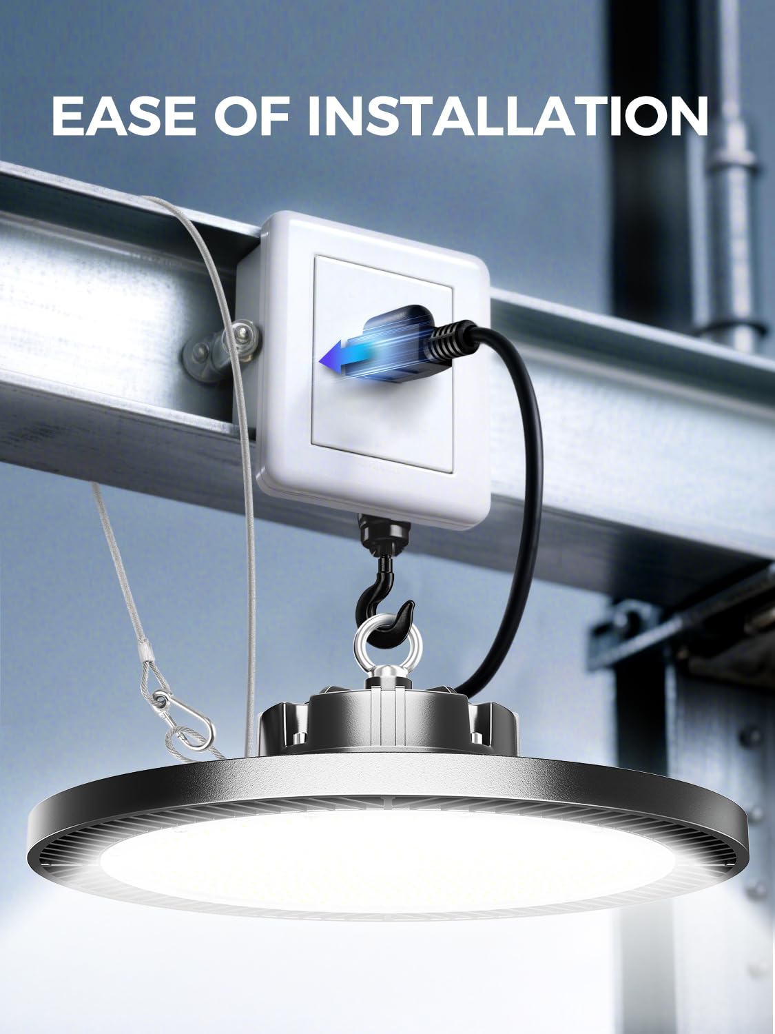 ELEKICO UFO Led High Bay Light 150W 5000K Shop Lights 21000Lm Daylight with Plug, UFO High Bay Lights for Garage Warehouse Workshop Factory Barn Logistics Center 6 Pack