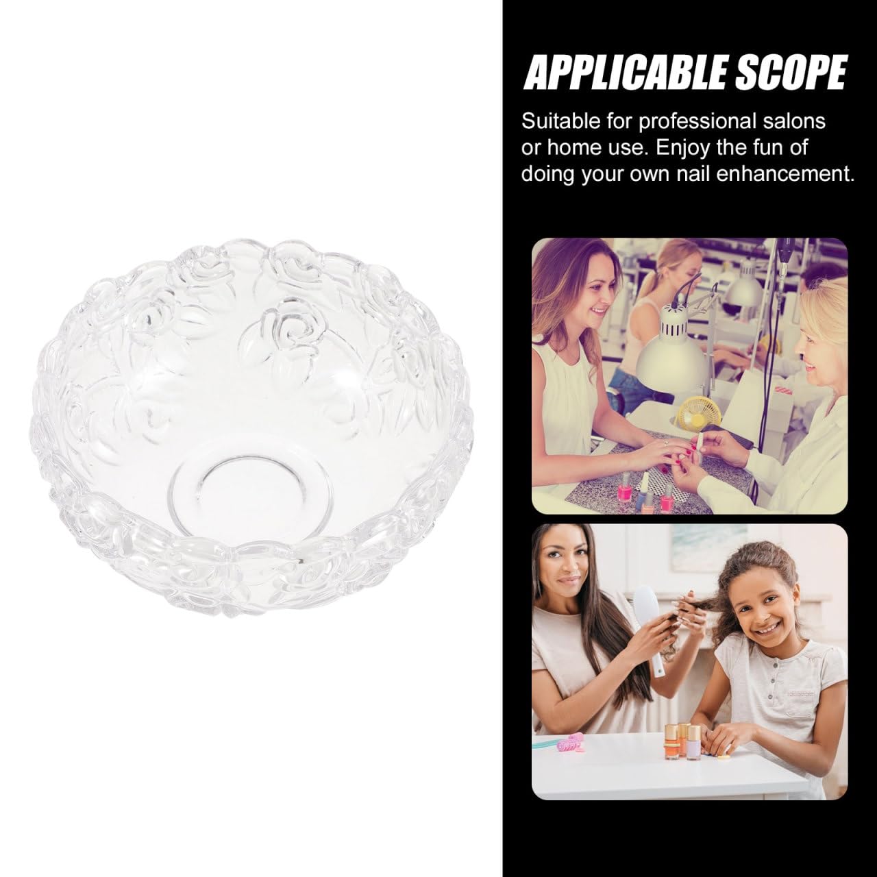 Housoutil Nail Soaking Bowl for Manicure and Pedicure Glass Hand Soak off Bowl for Polish Removal and Cuticle Softening 4.92X4.92X2.36 Inches