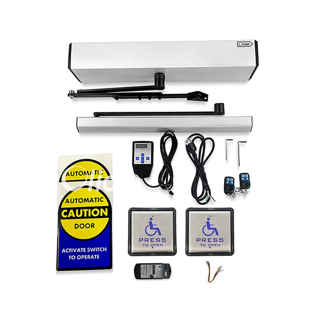Olideauto Olide120B Residential Handicap Door Opener with 2pcs Stainless Steel Wireless Handicap Exit Buttons and 1pcs Receiver