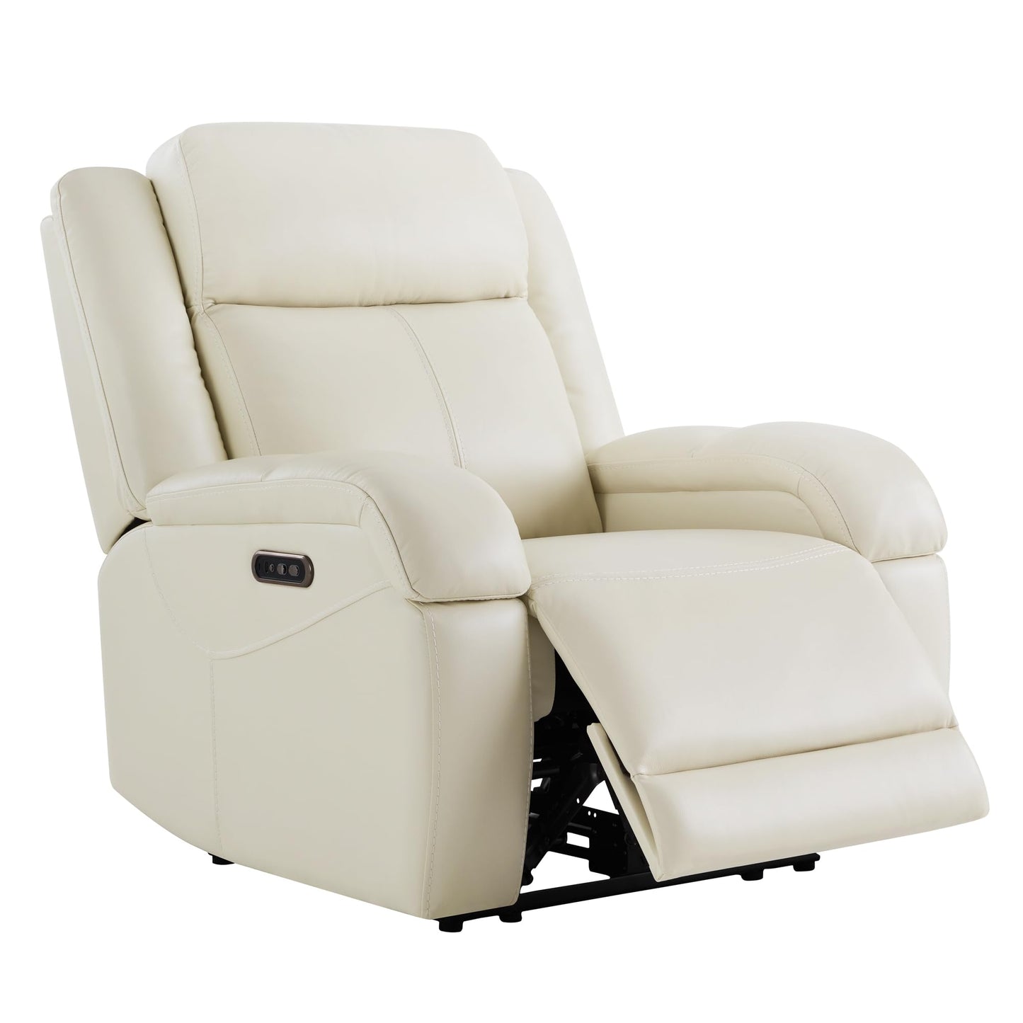Watson & Whitely Genuine Leather Power Recliner Chairs for Adults, Wall Hugger RV Recliner with Power Headrest & Charging Ports, Electric Recliner Sofa Chair for Living Room, Cream