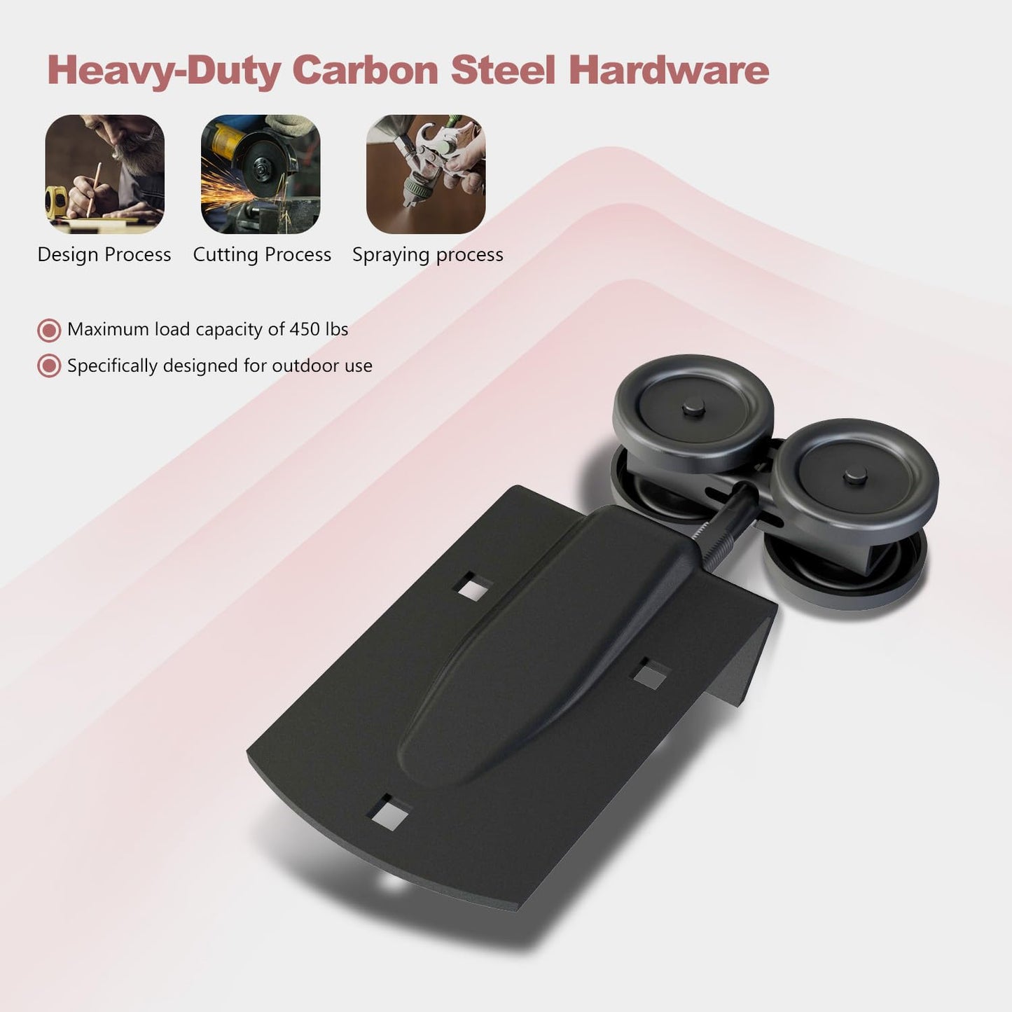 HARDJULAN 14FT Heavy Duty Box Rail Exterior Sliding Barn Door Hardware Kit, 450 lbs Capacity, Black Powder Coated Finish,Kit for Outdoor,Fit MAX 2 X Door Width 84in