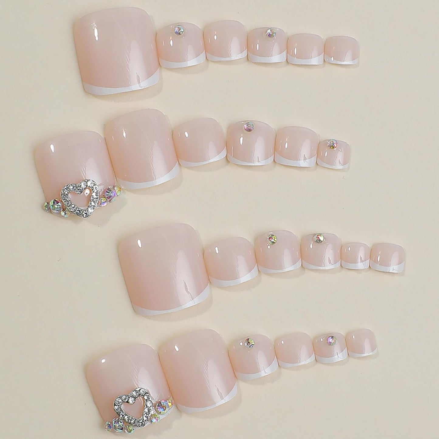FIEONCIY Press on Toenails with Designs Acrylic Fake Nails for Toe Artificial False Nails with Charms Glue on Toe Nails for Spring Summer Stick on Toenails for Women Girls(XB8598)