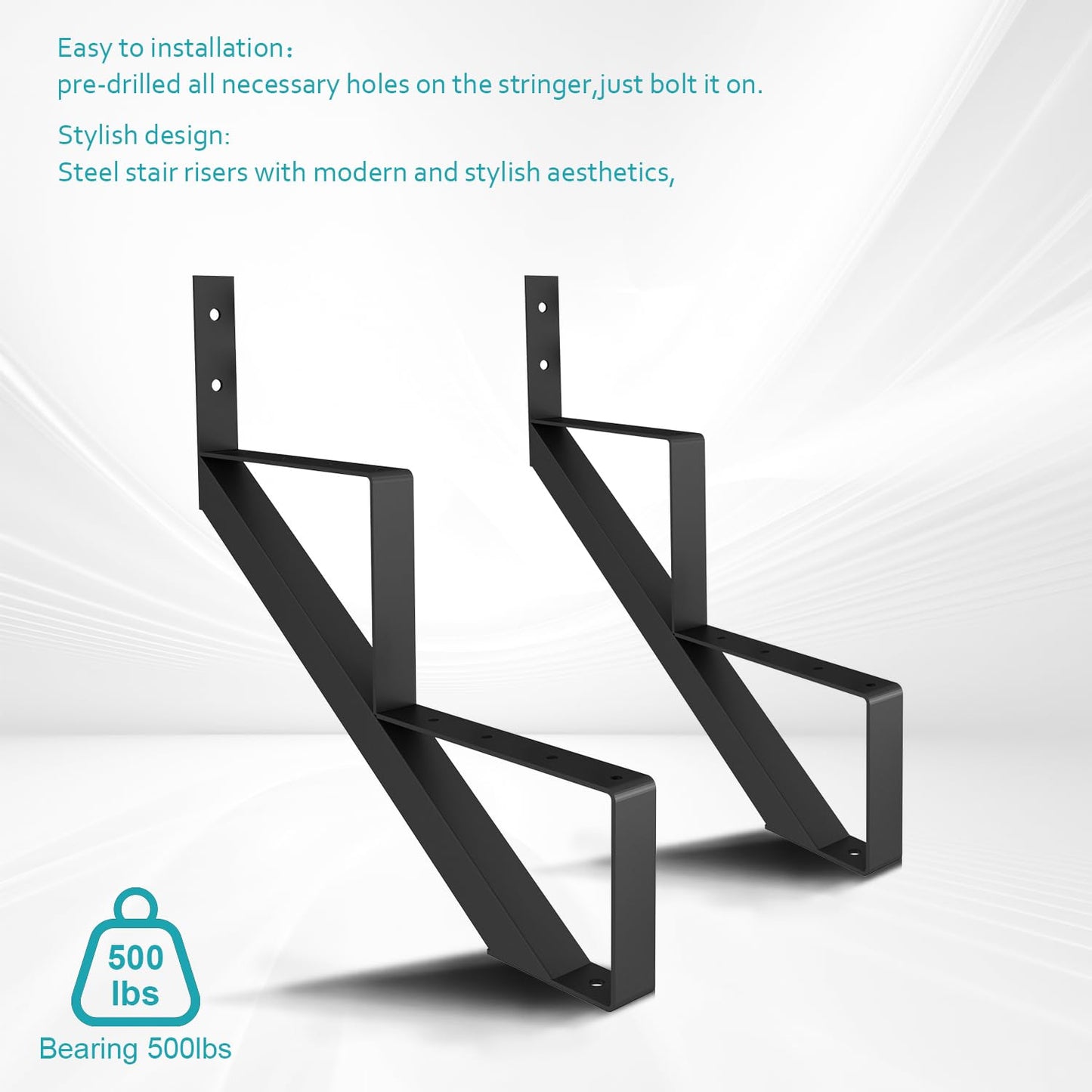 CCBOYSHARDWARE Steel Stair Stringer 7 Step, Metal Stair Riser with Pre-drilled Holes for 58in Deck Height, Heavy Duty Outdoor Steps, Max Load 500lbs,2 Pcs
