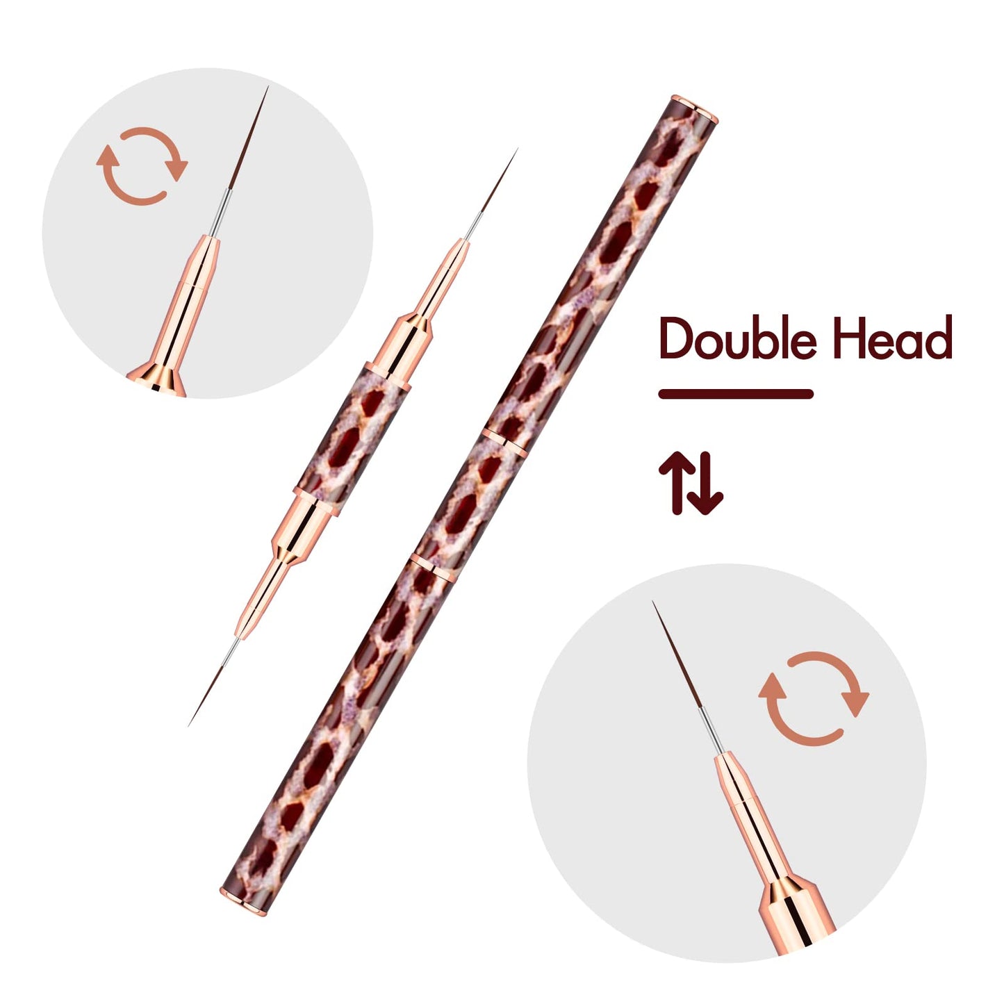 Nail Art Brushes - Double-Ended Nail Art Liner Brushes 10 Heads Striping Liner Brush Set Nail Design Brushes for Elongated Long Lines, Thin Details, Fine Drawing Nail Brushes for Nail Art, Striper Brushes Lengths 5/7/9/11/14/15/17/20/22/25mm