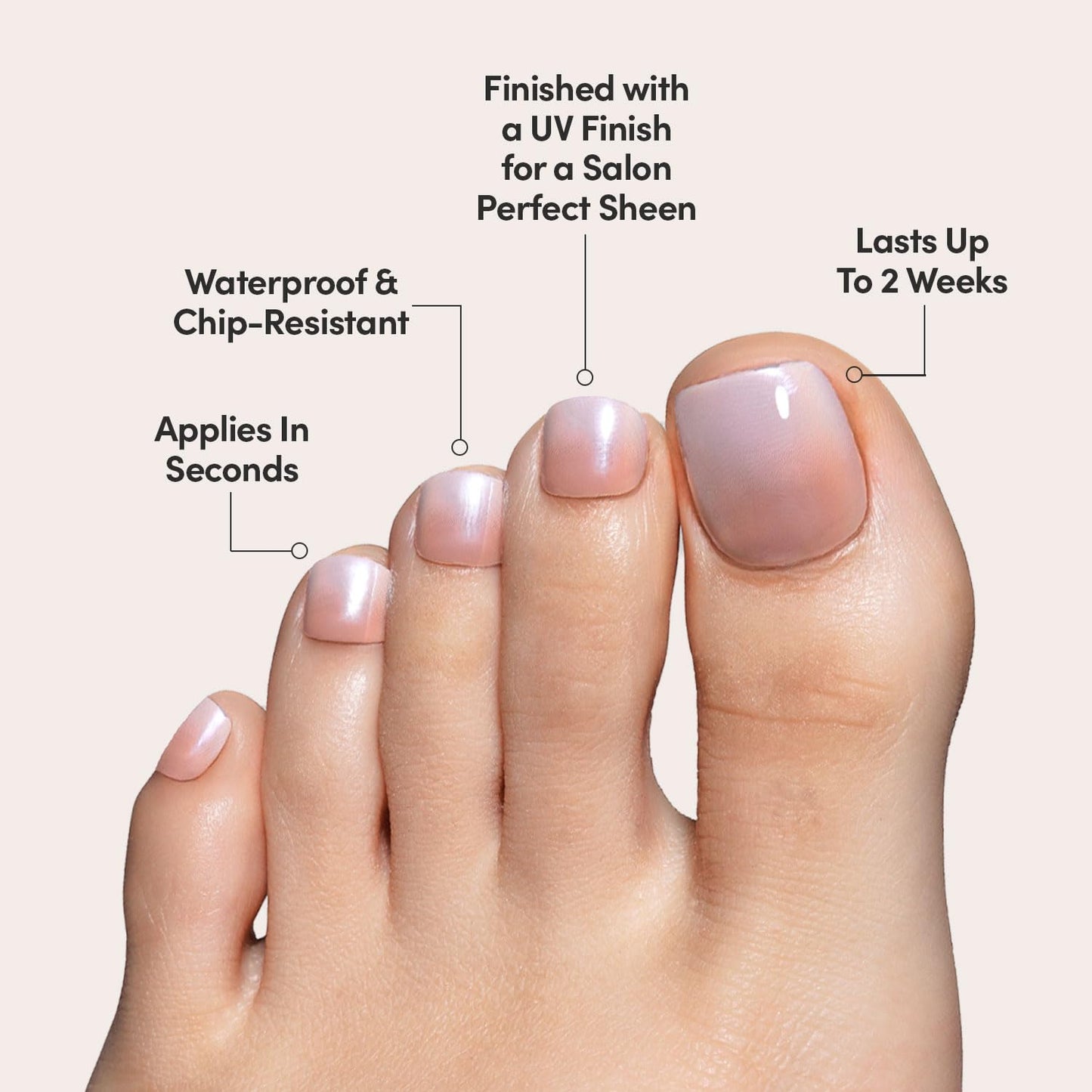 Glamnetic Press On Toenails - Fiancéd | Classic Black French Tip Fake Toe Nails with a Glazed Finish | 16 Sizes - 32 Toe Nail Kit with Glue