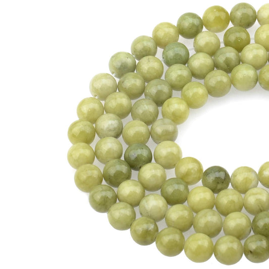LPBeads 100PCS 8mm Natural Green Jade Beads Gemstone Round Loose Beads for Jewelry Making with Crystal Stretch Cord