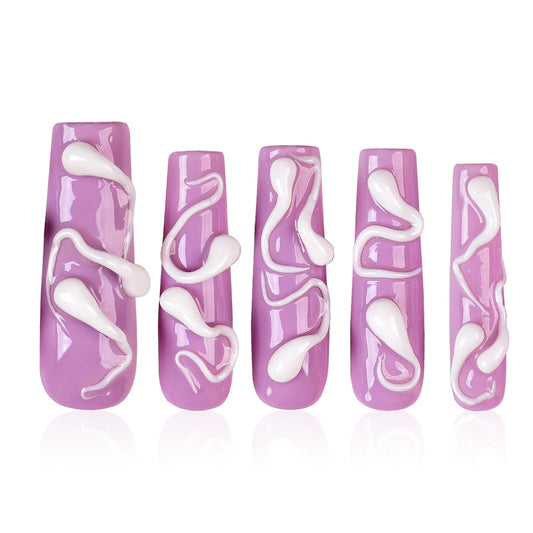 Tmani 10pc/set Long Handmade Press On Nail Hot Girl's Long Ballet Nails Square Nail Full of Diamond Glitter Decoration Fake Nails Suitable For Girls Festival Parties and Birthday Gift (249,L)