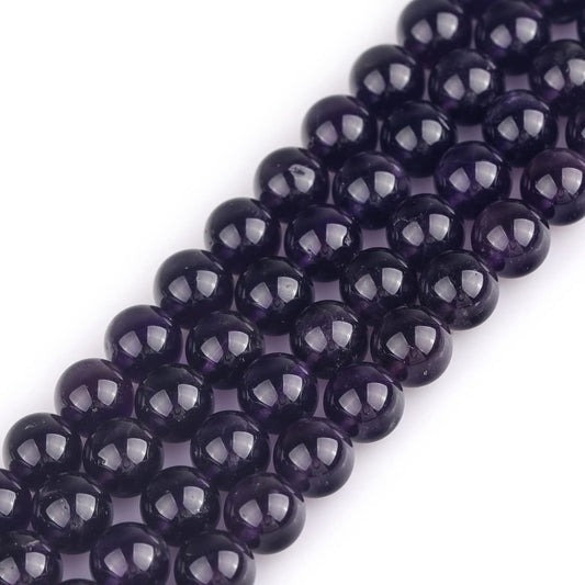 GEM-Inside Natural 8mm Amethyst Gemstone Loose Beads Round Crystal Energy Stone Power for Jewelry Making 15"