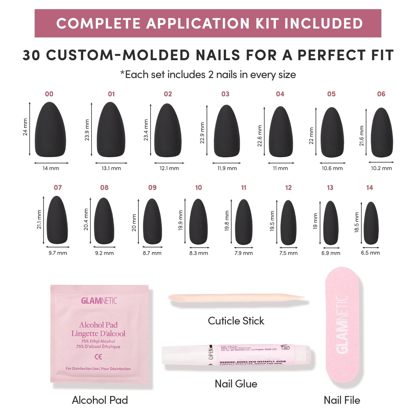 Glamnetic Press-On Nails Bundle - Red Bottom & Goal Digger | Red Accent Dual Side Medium Almond Fake Nails | Natural Short Round False Nails with Gold Foil | Durable, Salon-Quality Nail Kits