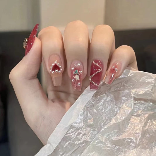 Light Rain Small Size Hand-made Press on Nails, 3D Gel UV Finished False nails with Design by Professional Manicurist