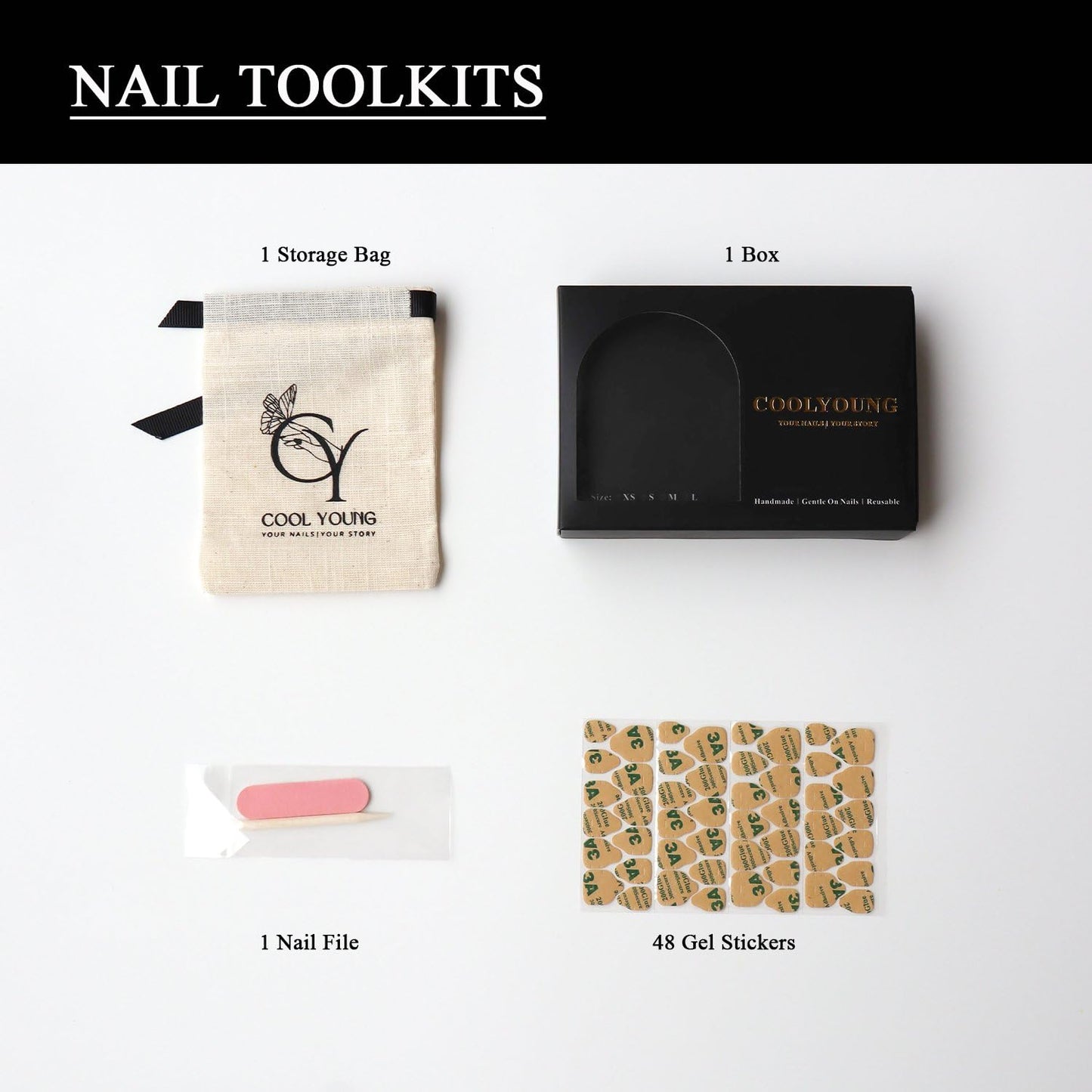 Press On Nails - Short Square Nails, Thick Acrylic Multi-Layer Gel Fake Nails, Hand Made Press On Nails Short, COOLYOUNG Nails, 10 PCS, Size S