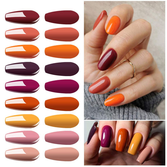 Vishine 12 Pcs Gel Nail Polish Kit, Orange Yellow Red Purple Gel Nail Polish Set Colors Collection Soak off LED Nail Lamp Base Top Coat & Matte Top Coat Gel Nail Kit 8ml