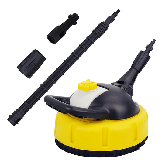 Patio Cleaner Attachment for Karcher, Dia28cm Rotating High Pressure Washer with 47cm Long Handle, for K2-K7 High Pressure Surfaces Cleaner, Rotating Jets Cleaning Nozzle, for Paving, Yards (With pot)