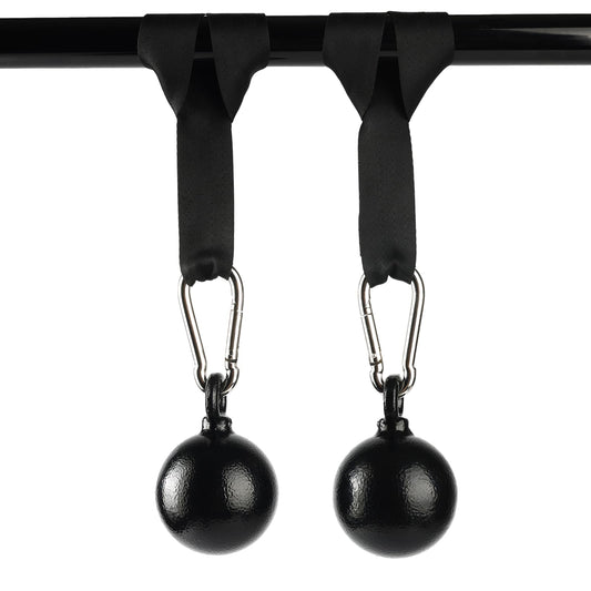 Solid Non-Slip Iron Cannonball Grips, 70 mm Pull Up Balls with 3 Length Hanging Straps and Carabiners, Grip Strength Trainer for Pull-Up Bar, Dead Hangs, Forearm and Hand Training Home & Gym Gear