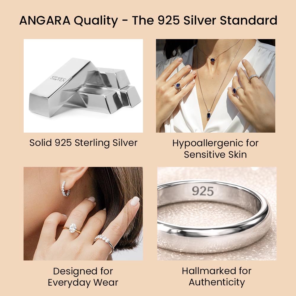 Angara Natural Blue Sapphire Solitaire Pendant for Women | 0.4 ct Pear Shape Blue Sapphire Diamond Solitaire Pendant Necklace in Silver | September Birthday, Gemstone Jewelry Gift | AA | 6x4mm