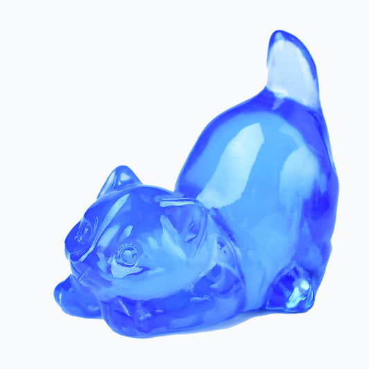 DZJXBZhu Blue Opal Cat Crystal Statue Healing Crystal Reiki Meditation Pocket Gem Guardian Sculpture Home Study Table Desk Decor Collection Gift for Loved Ones