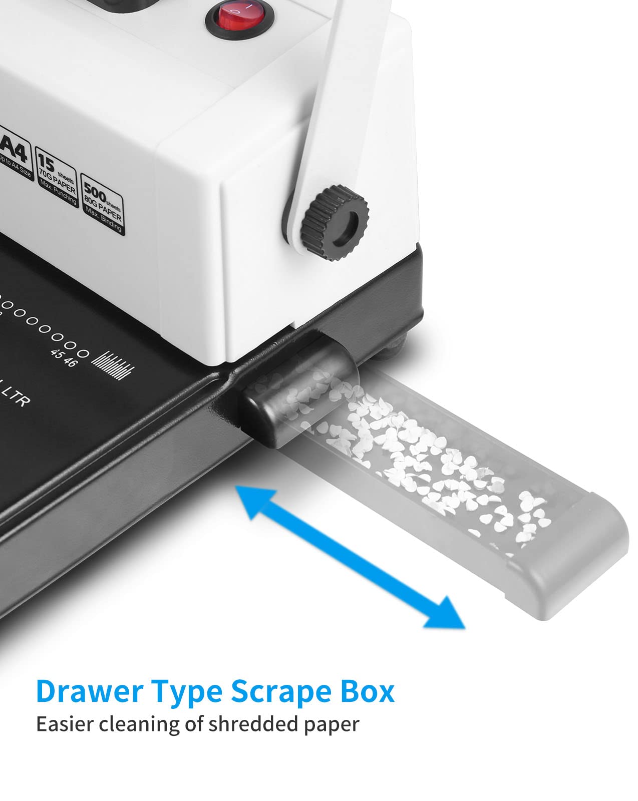 MAKEASY Coil Spiral Binding Machine 4:1 pitch - Manual Hole Punch - Electric Coil Inserter - Adjustable Side Margin - for Letter Size/A4/A5, Comes with 1 Box 5/16'' Plastic Coil Binding Spines & Plier