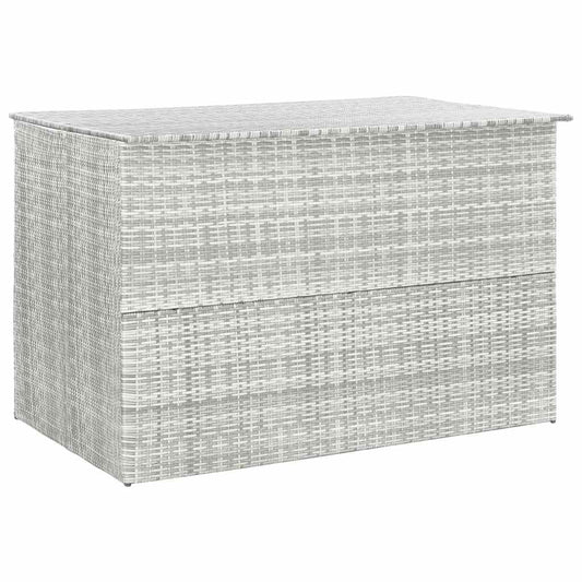 RCODSSK Poly Rattan Patio Storage Box Light Gray 59.1x39.4x39.4 Inches with Zipped Closure PE Liner, Outdoor Storage Chest for Cushions Pillows Blankets Towels, Powder-Coated Steel Frame