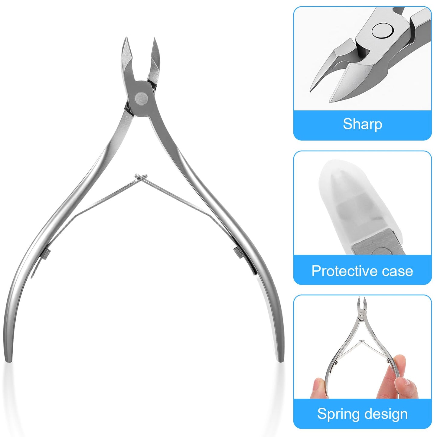 COMNICO 12 Pcs Professional Cuticle Trimmer, Stainless Steel Cuticle Nippers Professional Heavy Duty Pedicure Manicure Nail Care Tool Durable Dead Skin Clipper for Fingernails and Toenails