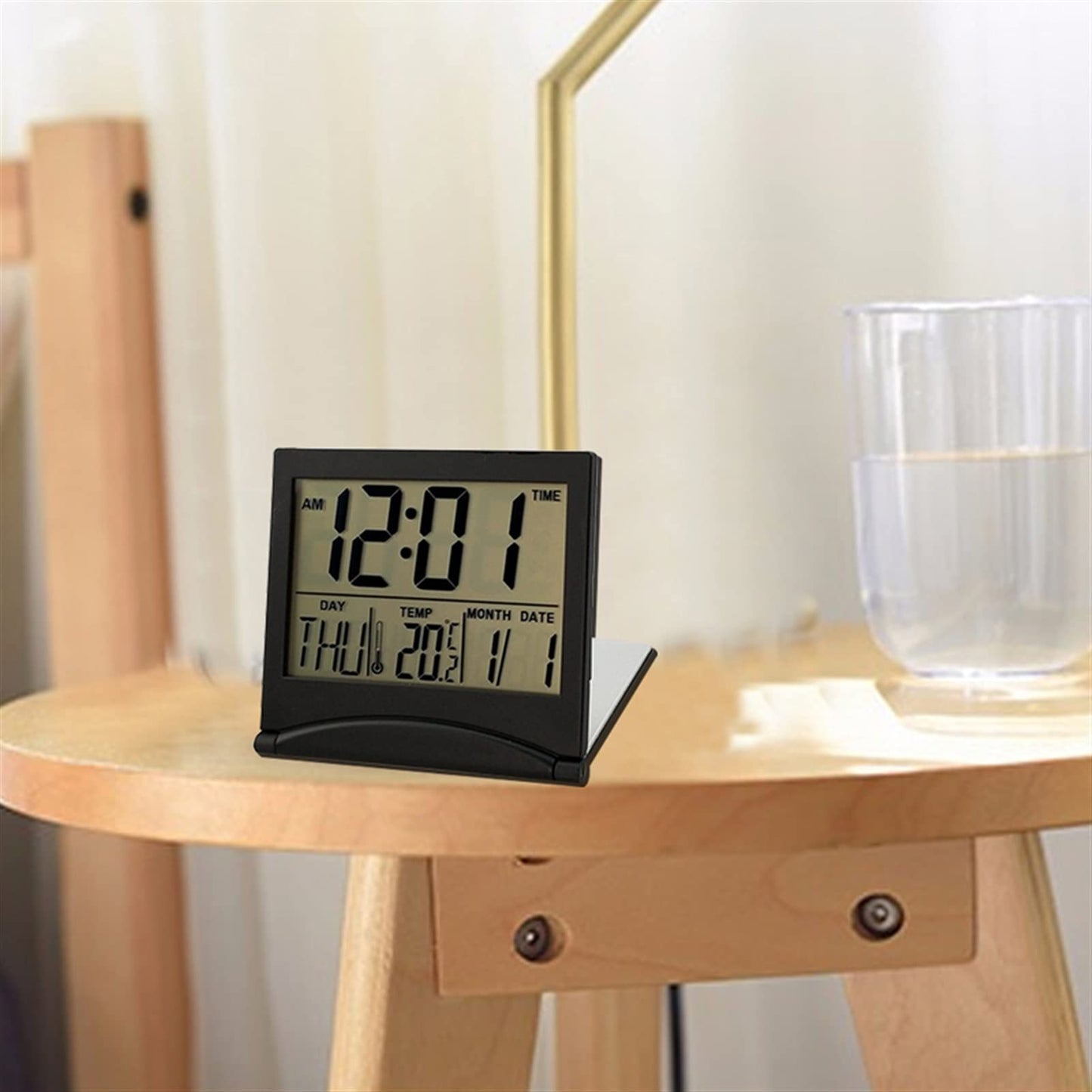 TYUHDUYUR Alarm Clock, Display Date Time Desk Table Clock Display Datum Bureau Tafel Calendar Display Alarm Clock Digital Thermometer Calendar