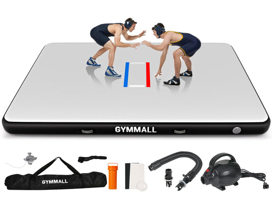 GYMMALL Wrestling Mat Inflatable 10'x6', Foldable 4" Thick for Home Outdoor Indoor, Waterproof PVC Mat for Jiu Jitsu, Gymnastics, Water Yoga, PE Training, BJJ, MMA, Martial Art, Grappling, Judo, Boxing