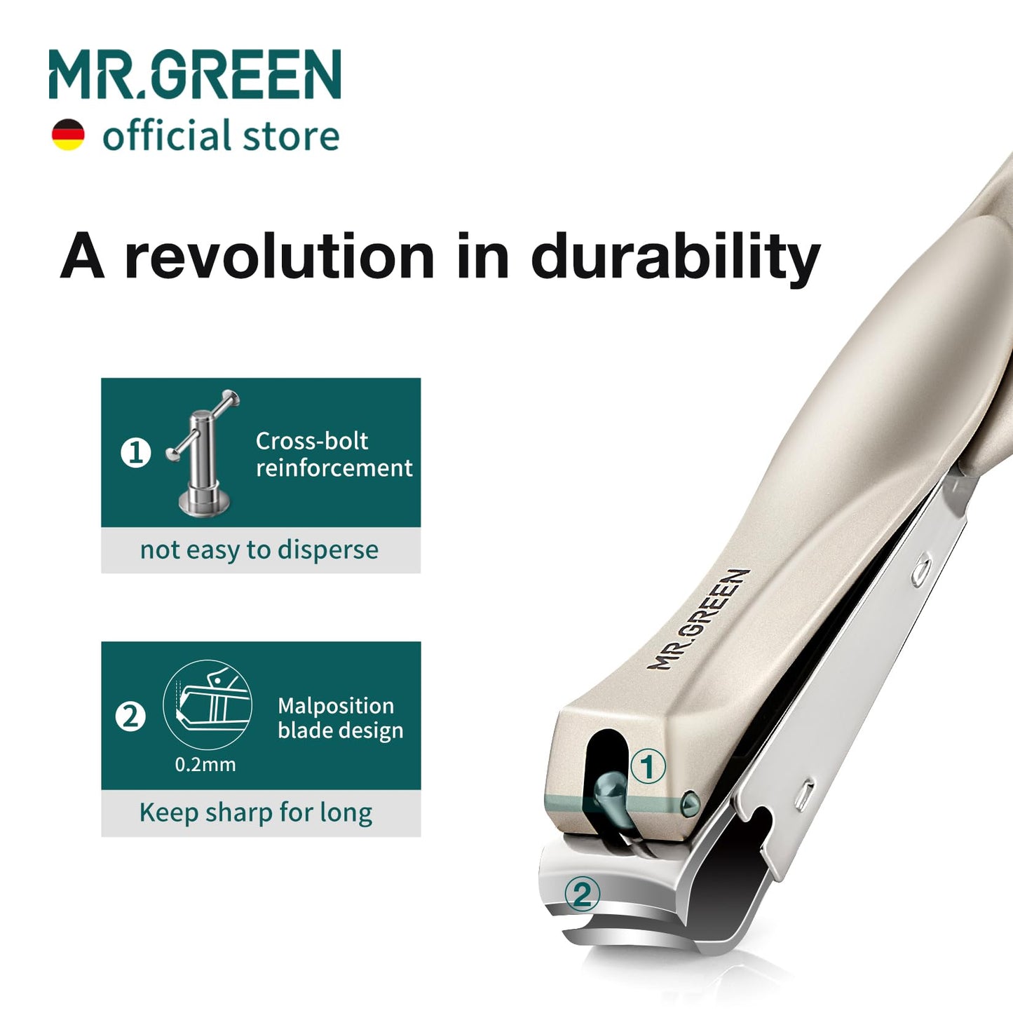 MR.GREEN Nail Clippers Stainless Steel Anti Splash Fingernail Cutter Manicure Tools Bionics Design Pedicure Scissor Nail Trimmer (Nail Clipper (Large))