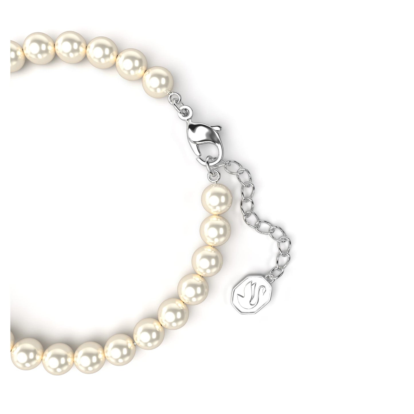 Swarovski Remix Strand Bracelet, Crystal Pearls and Pavé-Set Sphere in a Rhodium Finished Setting, Part of the Remix Collection