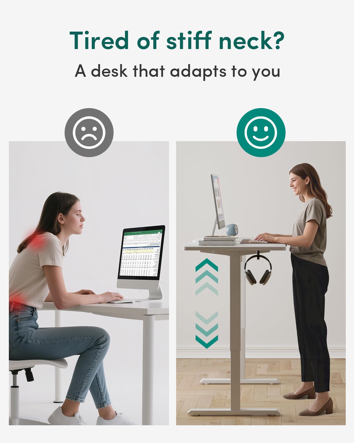 CubiCubi 63 x 28 Large Standing Desk, Height Adjustable Electric Computer Desk, 28" Deep Desktop, Sit Stand up Home Office Workstations with 4 Preset Heights, White