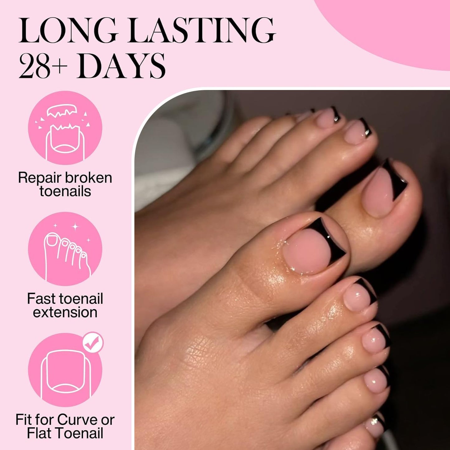 Square Toe Nail Press Ons French Style Toe Tips 240pcs Clear False Fake Toenails for Faster Toe Nail Extension Kit Home DIY Art Salon 15 Sizes Acrylic Nails, Luckyfairy