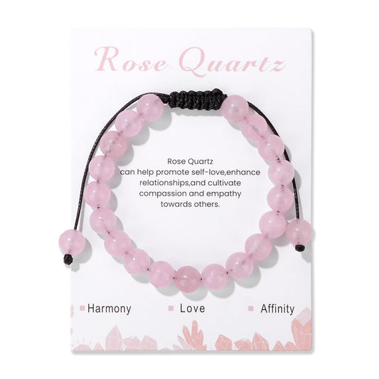 Rose Quartz Bracelets for Women 8mm Handmade Adjustable Gemstone Bracelet Crystal Beaded Bracelets Healing Crystal Bracelets Rose Quartz Jewelry for Women Girls