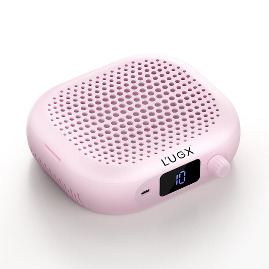 L'UGX Dust Collector Nail Tech – Compact Nail Dust Collector Profesional with Strong Suction, 10-Speed Turbo Fan, LED Display & Low Noise Nail Dust Cleaner for Home & Salon Use-Sakura Pink