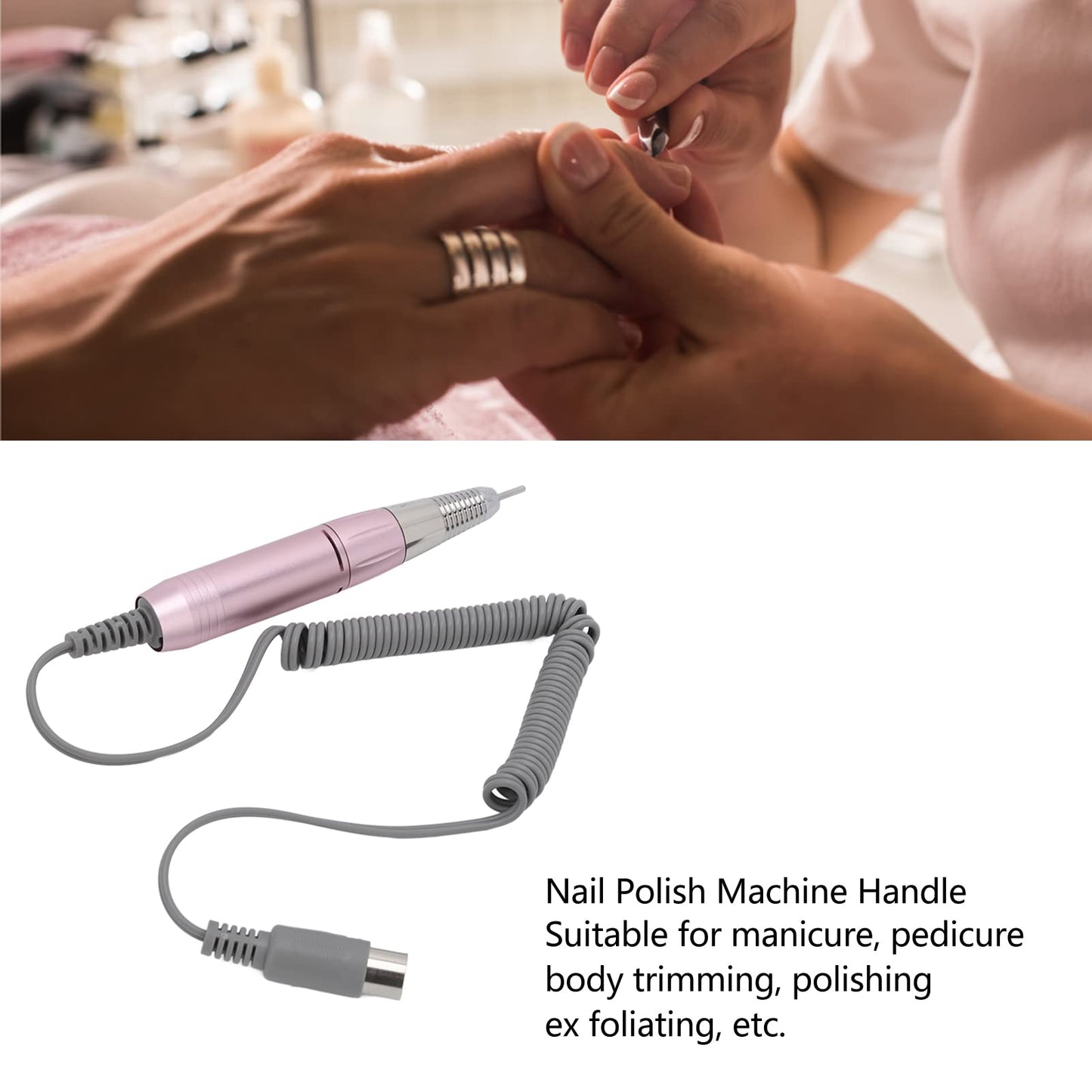 Moofey Nail Drill Pen Machine, Adjustable 3000 RPM Metal Electric Nail File, 12V 5 Pin Polishing Manicure Pedicure Accessories for Salon, Women