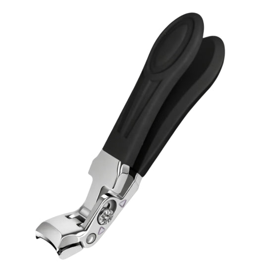 Professional Sapphire Black Angled Nail Clippers for Seniors – 5'' Elegant Thick Toenail Clipper with Nail File, Ultra-Sharp Blades, Nail Catcher, Easy Grip & Safe Home Manicure & Pedicure Care Tool