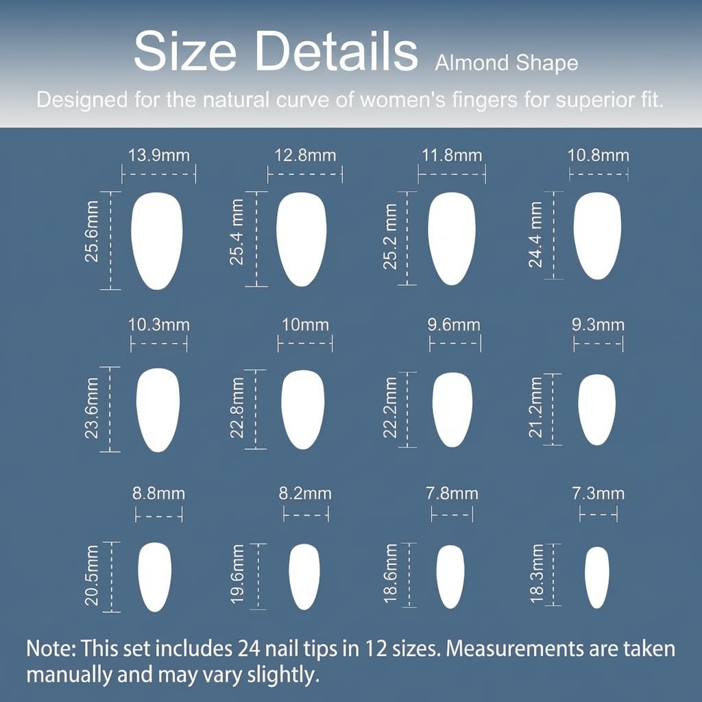 White Chrome Press On Nails Medium Almond, Pearl Milky White Silver Flash Reusable Fake Nails, Salon Quality Long Lasting For Beach Office Daily Wear, 24PCS Manicure Kit Nailinism