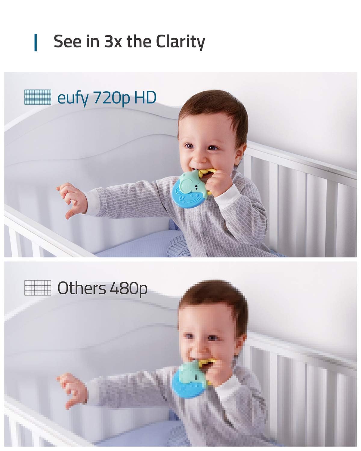 eufy Security Spaceview Video Baby Monitor E110 with Camera and Audio, Security Camera, 720p HD Resolution, Night Vision, 5" Display, 110° Wide-Angle Lens Included, Lullaby Player, Sound Alert