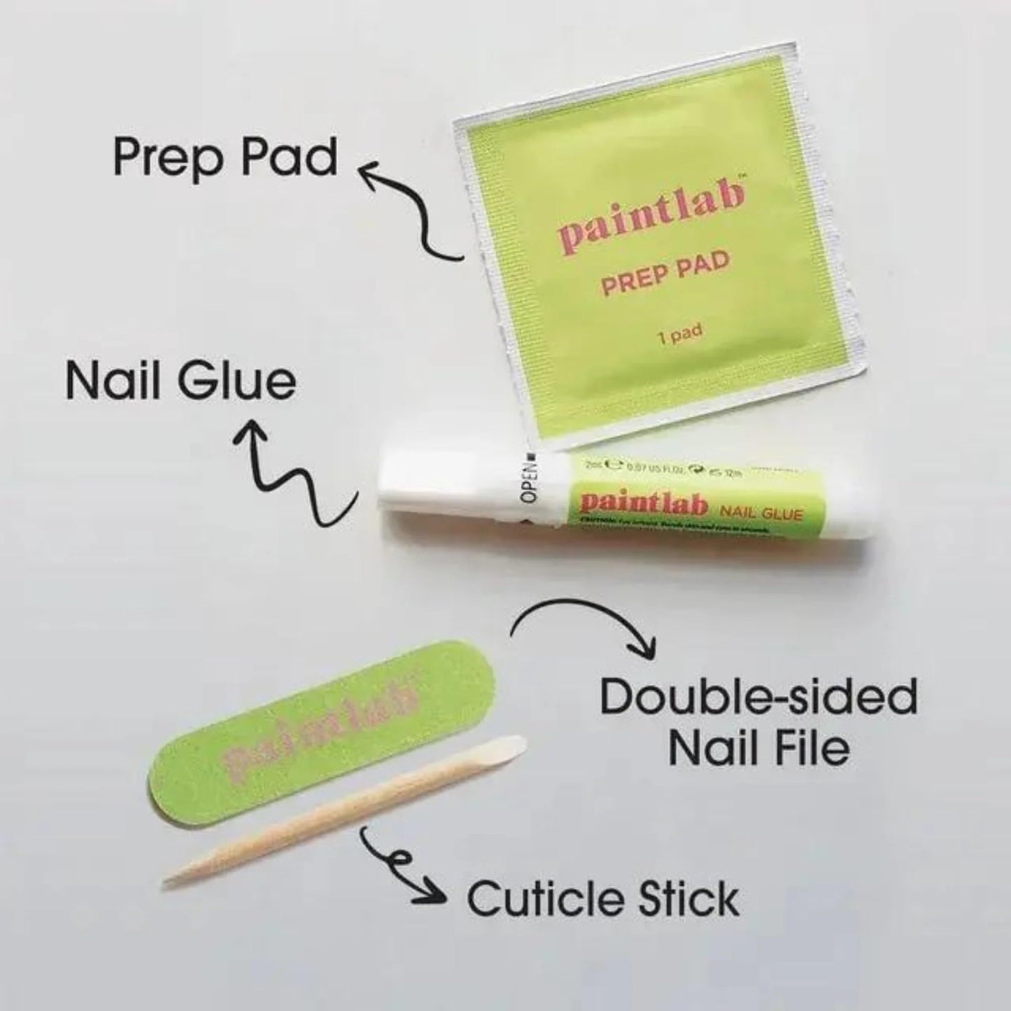 PaintLab Press On Nails - Pink Glitter Stiletto Fake Nails, 30 Nails in 15 Sizes with Glue, Reusable Salon Quality Press On Nails