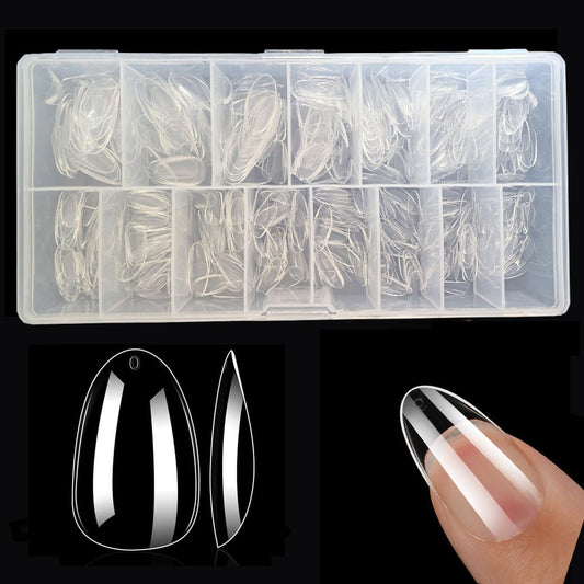 SITELENABY Thick Natural Almond Nail Tips,600PCS Soak Off Gel Fake Nail Extension Press on Nails,Full Cover False Nails Acrylic Nails 15 Size 00-13,Nail Art DIY