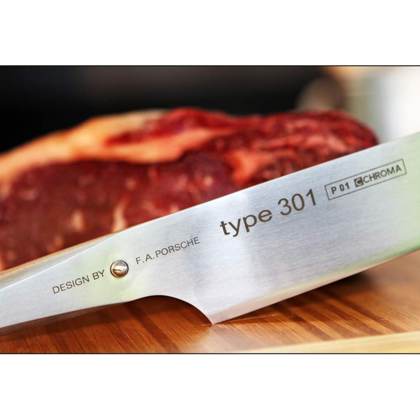 Chroma P01 Chef’s Knife Type 301 by F.A. 10″ Professional Kitchen Knife Japanese 301 Steel Blade Razor Sharp, Ergonomic Steel Handle Chopping, Mincing, Dicing, Crushing Hostess Cooking Gifts